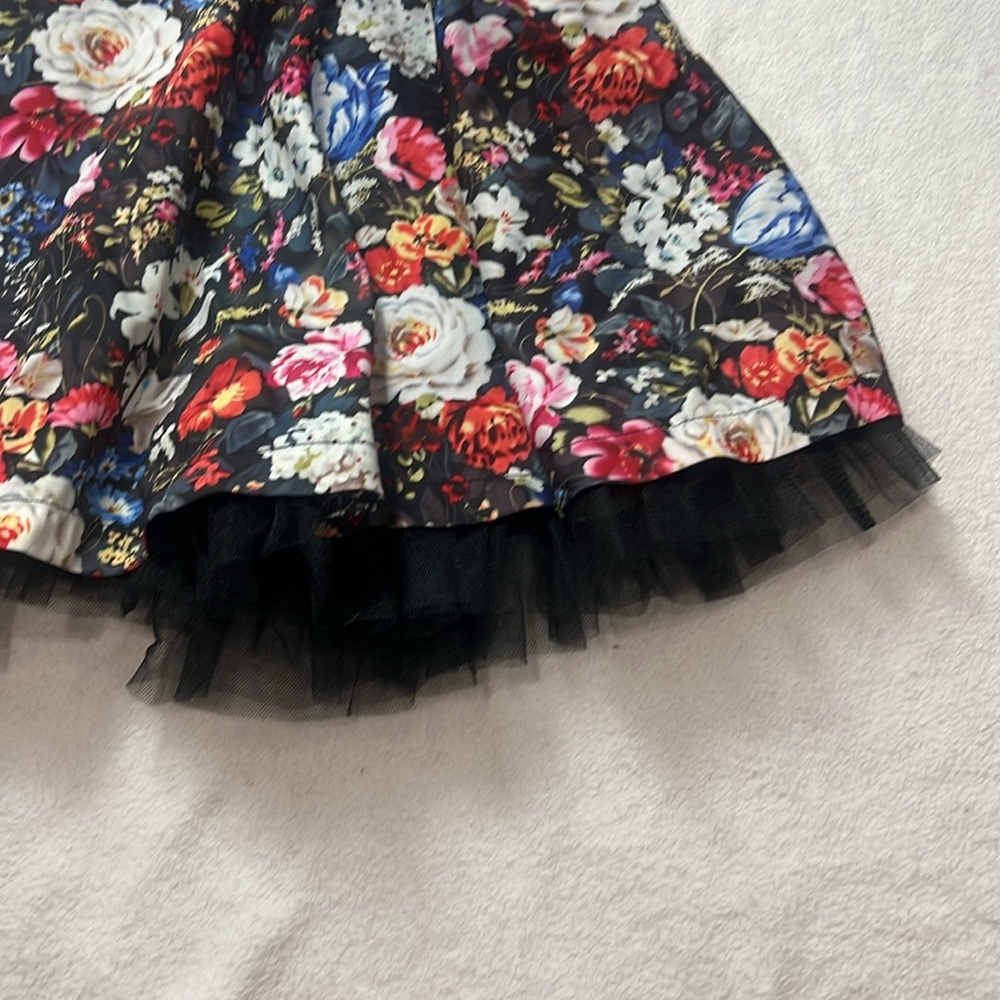 Kapukino Floral Black Skirt with Tulle Hem Size M - Picture 4 of 8